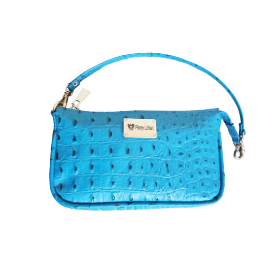 Bolsa Emanuele feito com Couro de Croco Blue (B026)