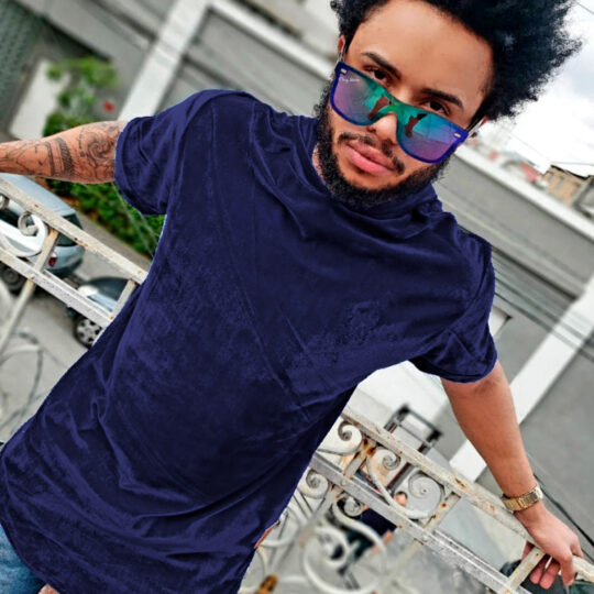 Camiseta Longline de Veludo com Touca Pierry Lohan - V01