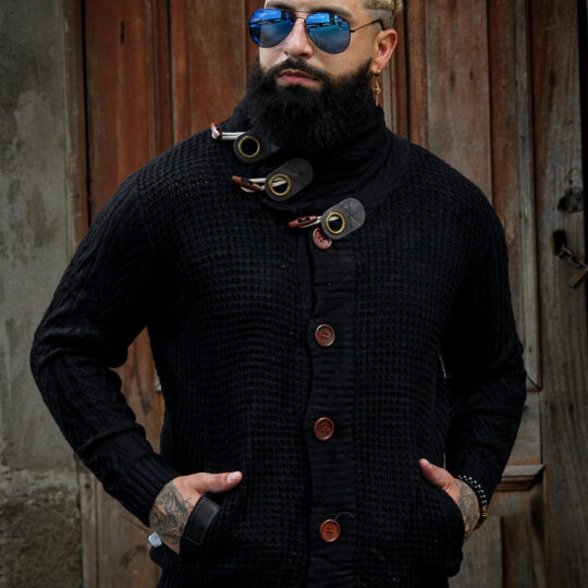 Blusa Cardigan de Tricot Preto Masculina Pierry Lohan - BL04