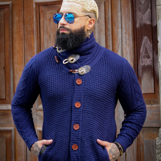 Blusa Cardigan de Tricot Azul Masculina Pierry Lohan - BL05